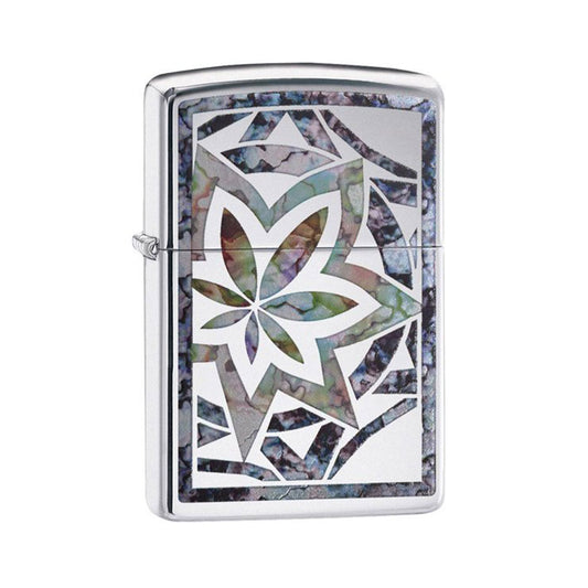 Zippo Lighter - Geometric Fusion Leaf High Polish Chrome