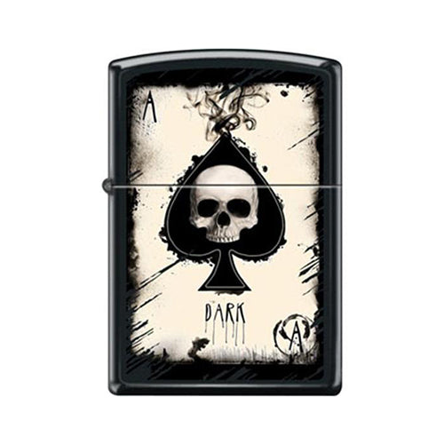 Zippo Lighter - Dark Ace Skull Black Matte