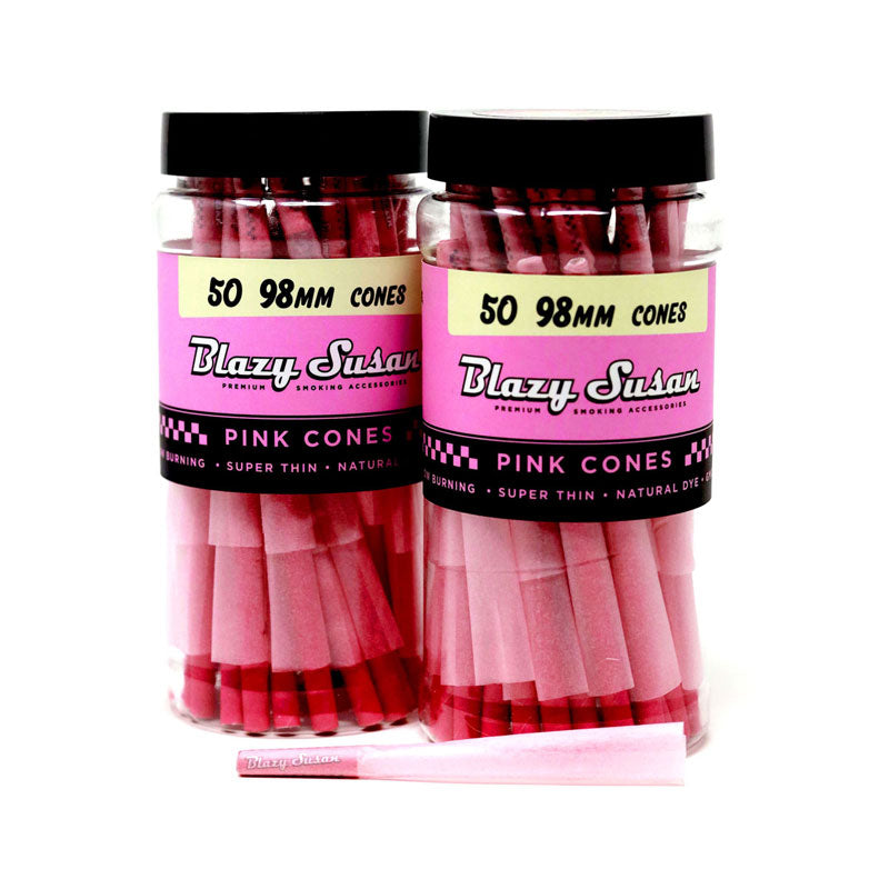 Blazy Susan Pink Cones - 98mm 50ct Jar - MI VAPE CO 