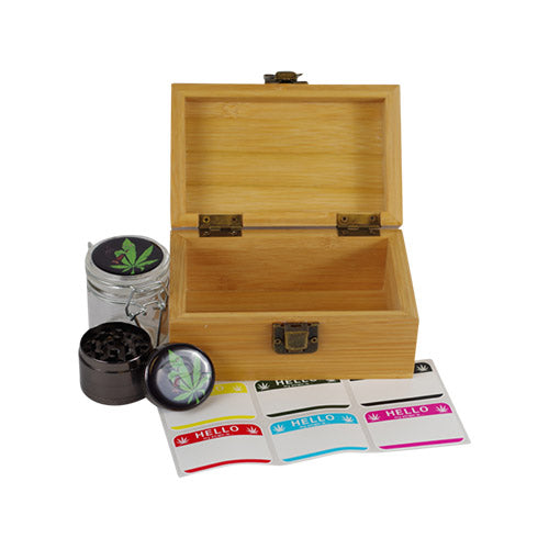 Cali Factory Bamboo - Small Box Set w/ Jar & Grinder - MI VAPE CO 